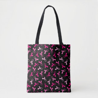 Pretty Multi Pink Breast Cancer Ribbon Pattern Tote Bag