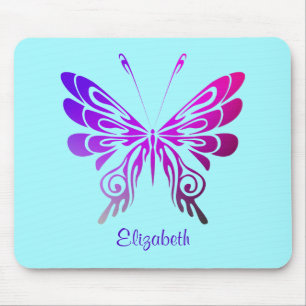 Pretty Multicolored Butterfly Personalized Mouse Pad