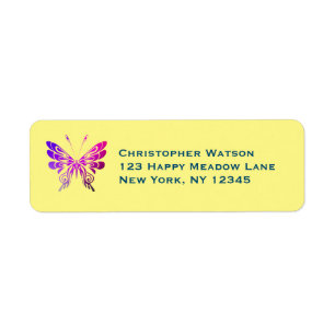 Pretty Multicolored Decorative Butterfly Label
