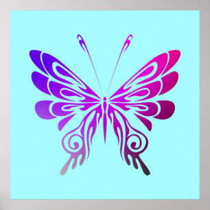Pretty Multicolored Decorative Butterfly Poster