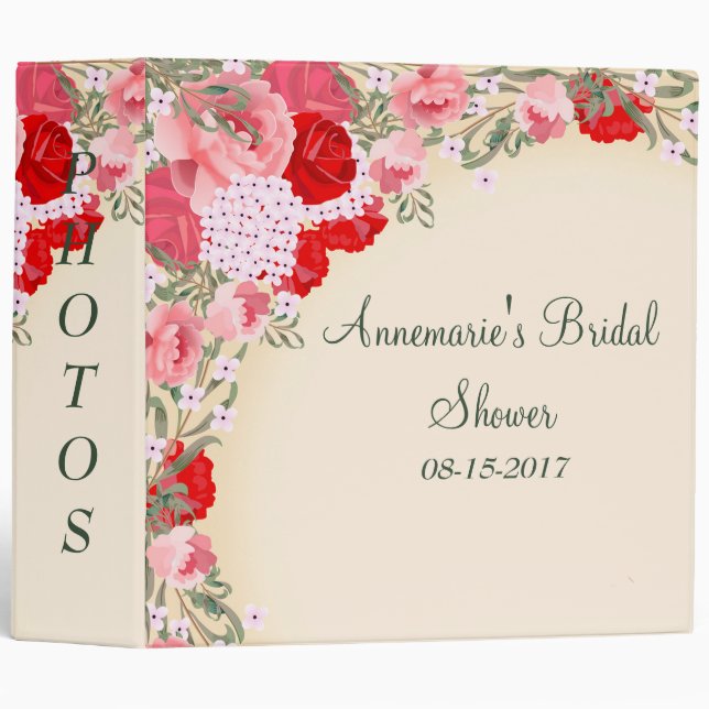 Pretty Multifloral Bridal Shower/Wedding Album 3 Ring Binder (Front/Spine)