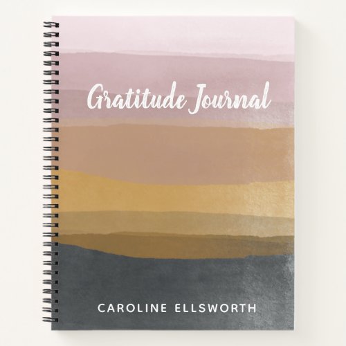 Pretty Muted Watercolor Personalized Gratitude Notebook
