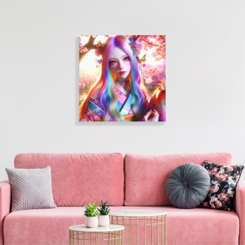 Pretty Mystical Ethereal Woman with Butterflies Canvas Print