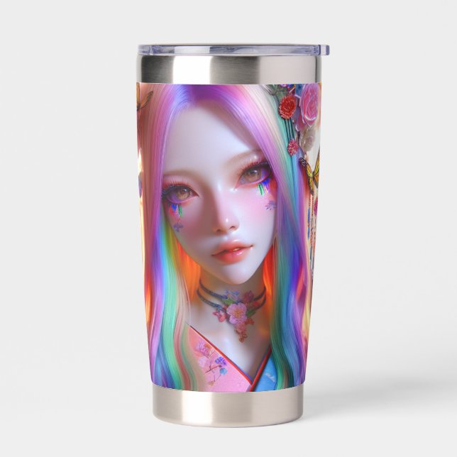 Pretty Mystical Ethereal Woman with Butterflies Insulated Tumbler (Left)