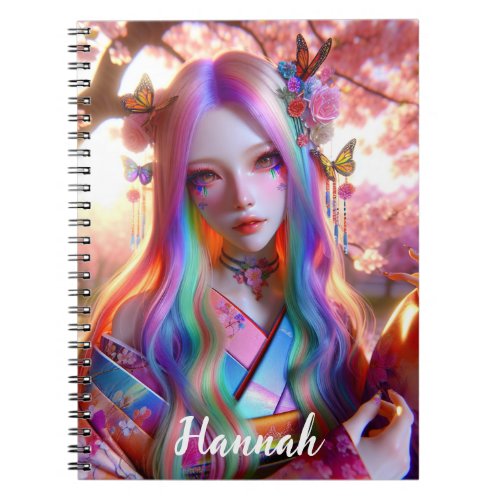 Pretty Mystical Ethereal Woman with Butterflies Notebook