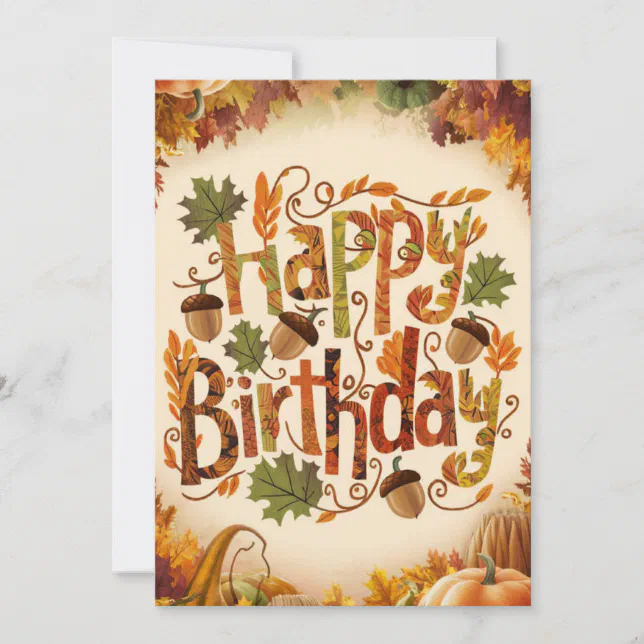 Pretty Mystical Season Autumn Fall Happy Birthday Card | Zazzle