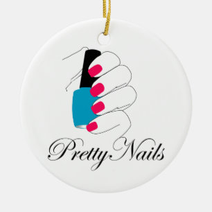 Pretty nails with a nail polish ceramic ornament