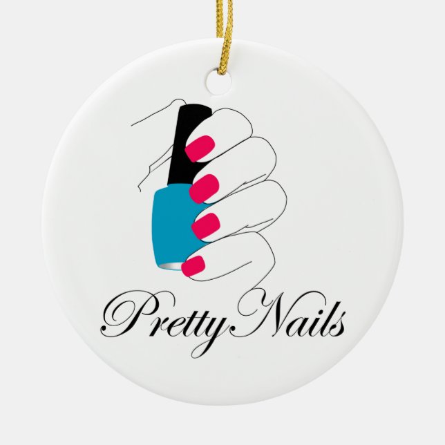 Pretty nails with a nail polish ceramic ornament (Front)