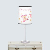 Pretty Name Dusty Pink Girls Butterfly   Table Lamp