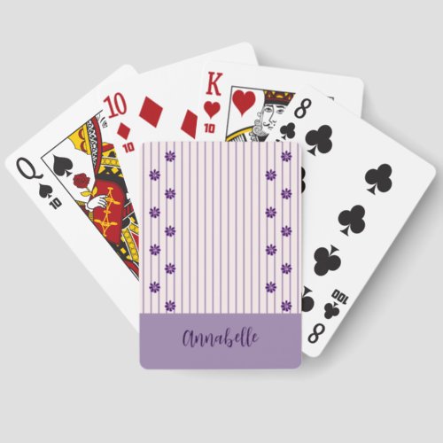 Pretty Name Violet Stripes and Flowers Canasta Cards