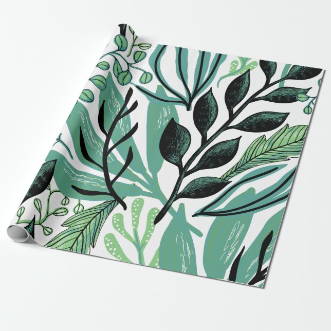 Pretty Natural green pattern Wrapping Paper (Unrolled)