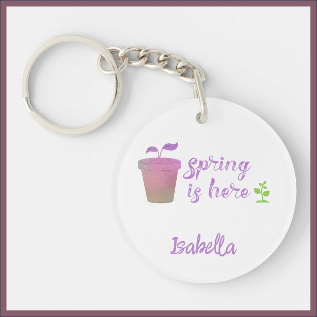 Pretty Nature Purple & Green Spring Plant Keychain (Creator Uploaded)