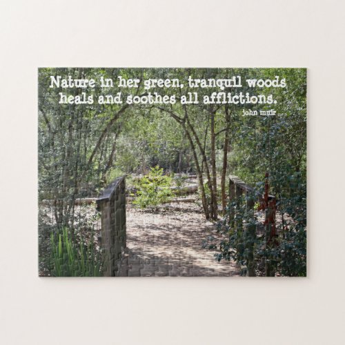 Pretty Nature Walk with quote from John Muir Jigsaw Puzzle