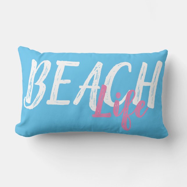 pretty nautical BEACH LIFE lettering | Lumbar Pillow (Front)