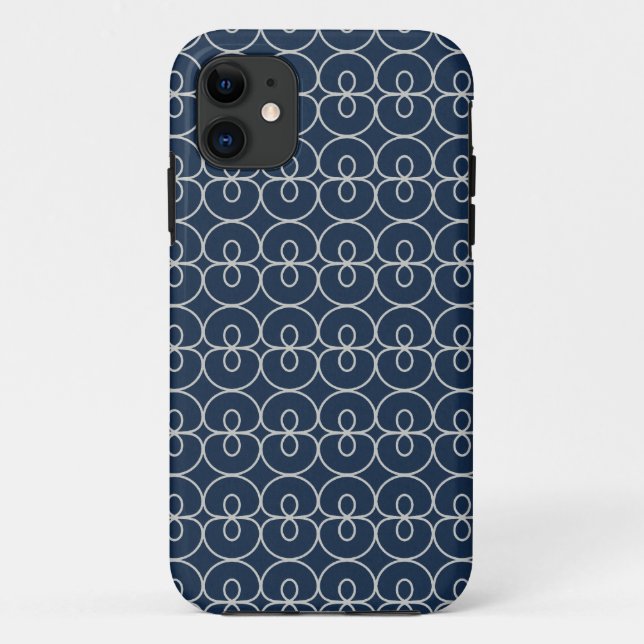 Pretty Navy Blue and Silver Pattern Design Gifts Case-Mate iPhone Case (Back)