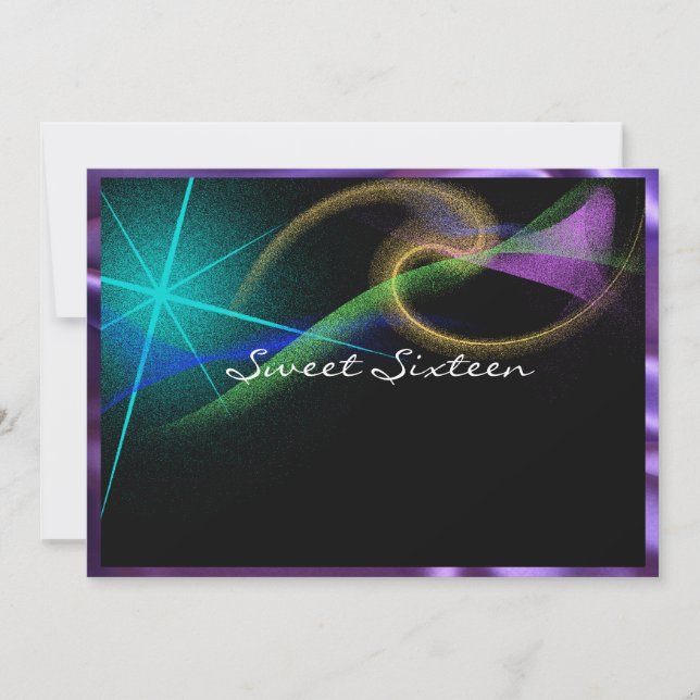 Pretty Neon, Northern Lights, Sweet Sixteen, Invitation (Front)