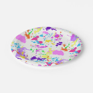 Pretty Neon Paint Splatter, Paintball, Paper Plates