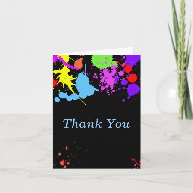 Pretty Neon,  Paint Splatter Thank You Cards (Front)