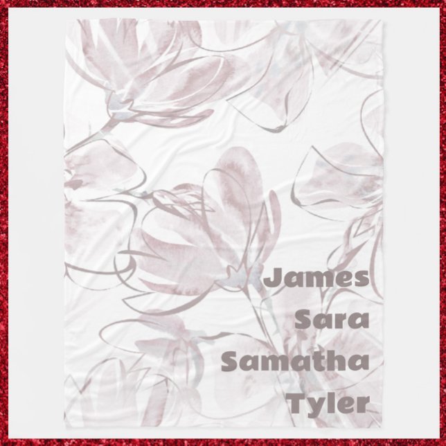 Pretty Neutral Color Floral Family Members Fleece  Blanket (Creator Uploaded)