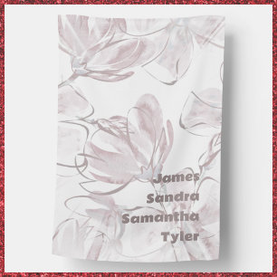 Pretty Neutral Color Floral Family Members House Flag