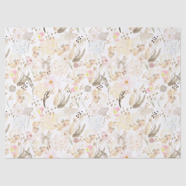 Pretty Neutral Cream Pink Floral Tissue Paper (Front)