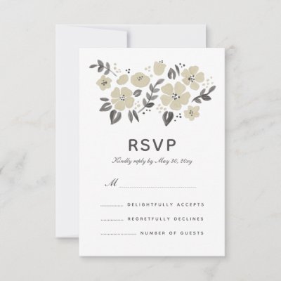 Pretty Neutral Floral Modern Folk Response Card