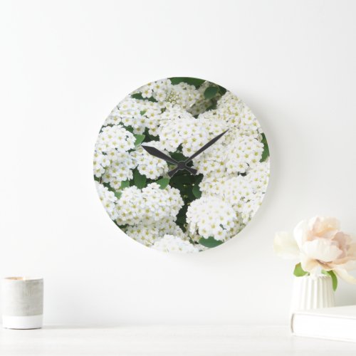Pretty Neutral White Sea Shrubs Florals By Ava Large Clock