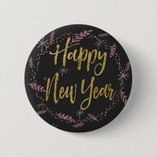 Pretty New Years Pinback Button