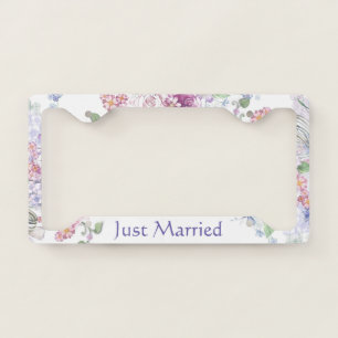 Pretty Newly Wed Floral License Plate Frame