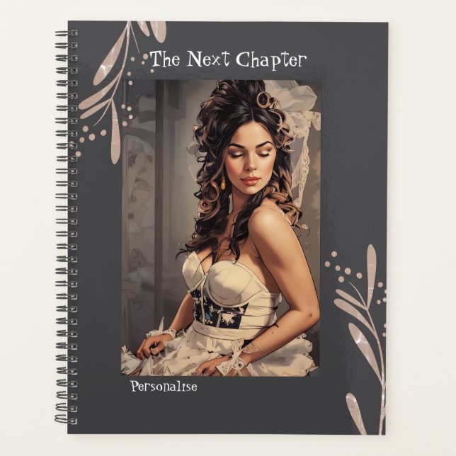 Pretty Next Chapter Quote Girly Gray Journal  Planner (Front)