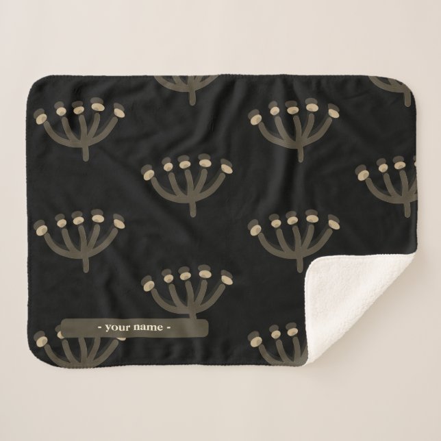 Pretty Night Mimosa Floral Customize  Sherpa Blanket (Front (Horizontal))