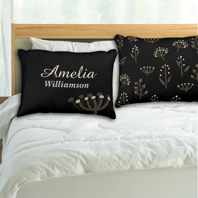 Pretty Night Mimosa Florals Personalize Accent Pillow (Creator Uploaded)
