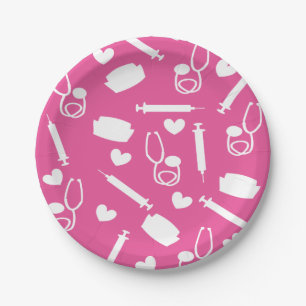 Pretty Nurse Theme Paper Plates Pink
