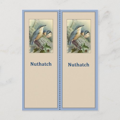 Pretty Nuthatch Bird Bookmark Postcard