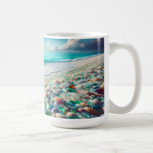 Pretty Ocean Beach with Sea Glass Coffee Mug