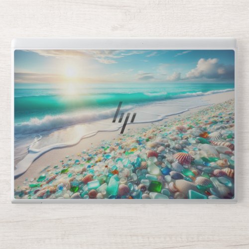 Pretty Ocean Beach with Sea Glass   HP Laptop Skin