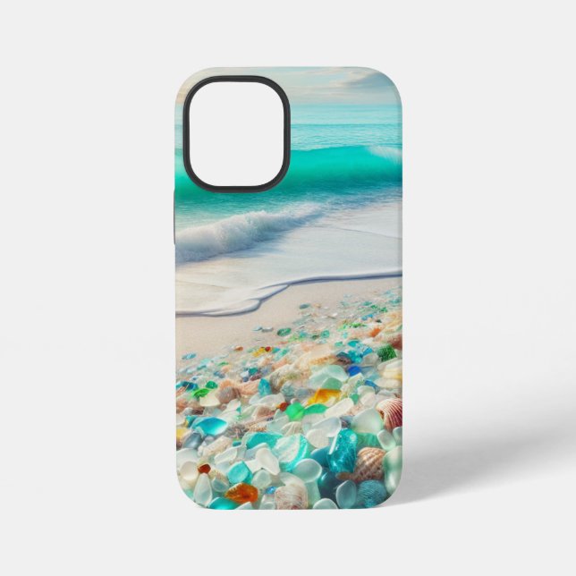 Pretty Ocean Beach with Sea Glass   iPhone Case (Back)