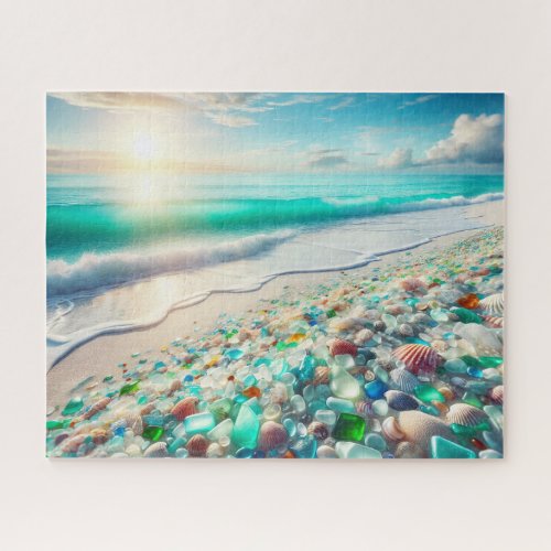 Pretty Ocean Beach with Sea Glass Jigsaw Puzzle