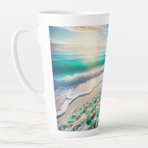 Pretty Ocean Beach with Sea Glass Latte Mug