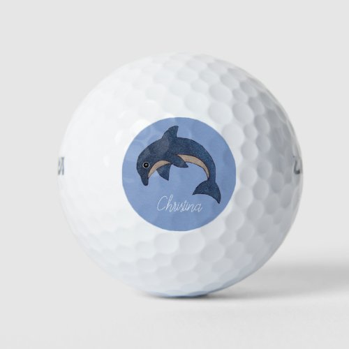 Pretty Ocean Blue and white Jumping Dolphin Golf Balls