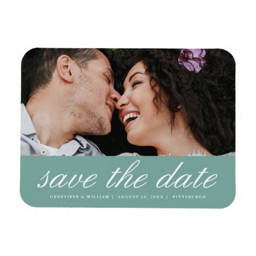 Pretty Ocean Green Save the Date Wedding Photo Magnet