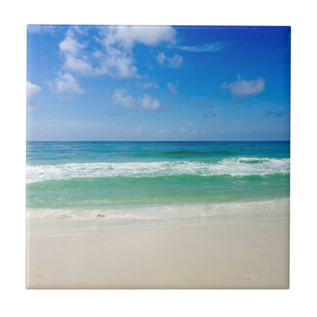 Pretty Ocean Photography Blue Island Home Ceramic Tile (Front)