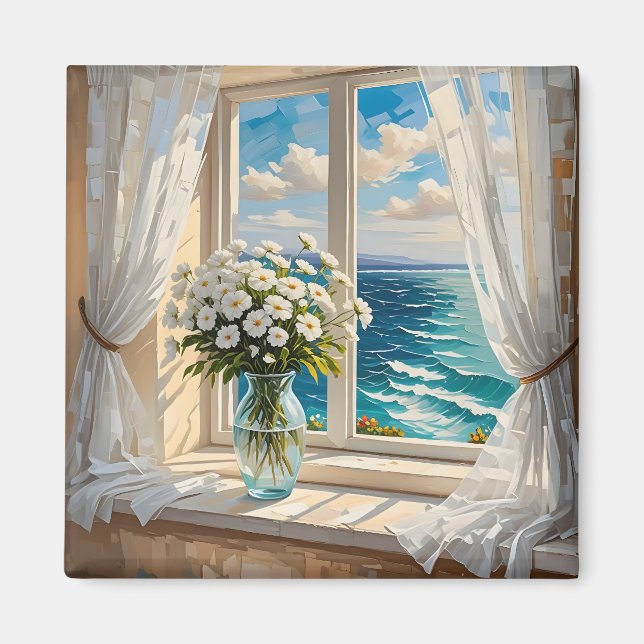 Pretty Ocean Scene Coastal Art Magnet (Front)