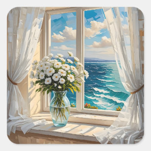 Pretty Ocean Scene Square Sticker