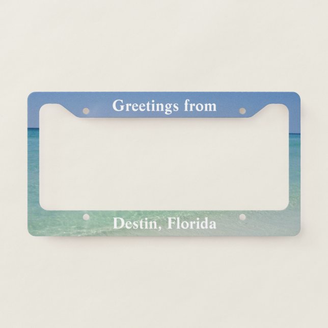 Pretty Ocean Waves Custom Destin Florida Beach License Plate Frame (Front)