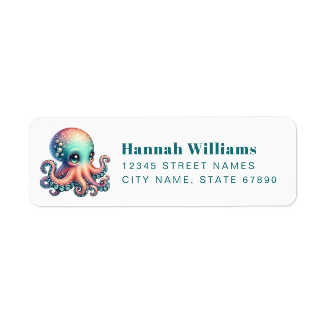 Pretty Octopus Return Address Labels (Front)