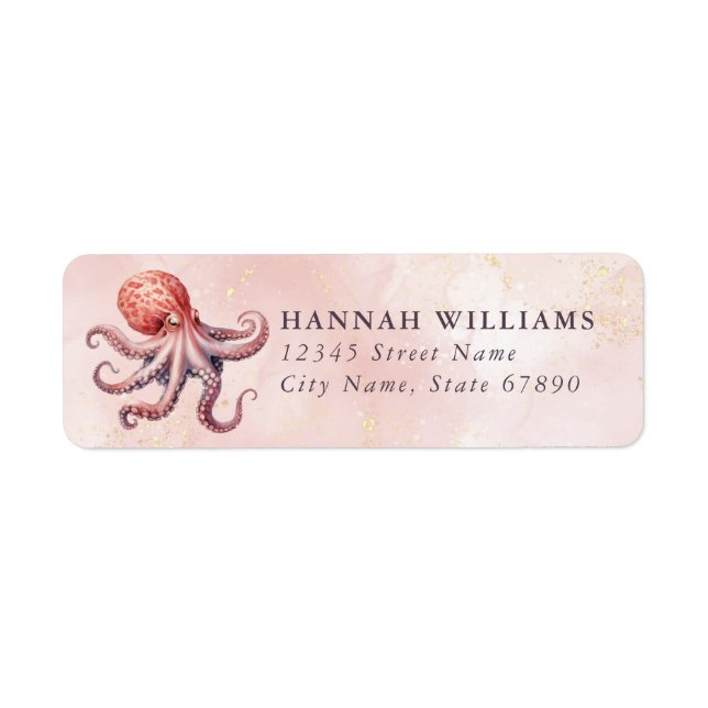 Pretty Octopus Return Address Labels (Front)