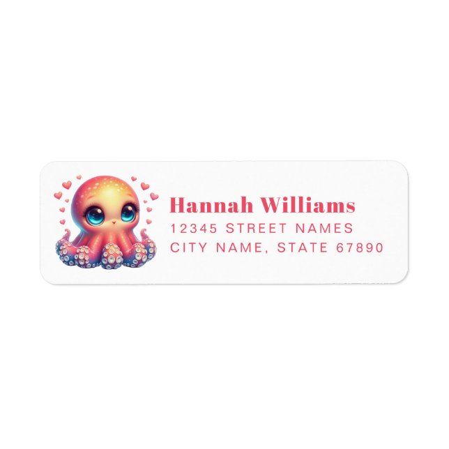 Pretty Octopus Return Address Labels (Front)