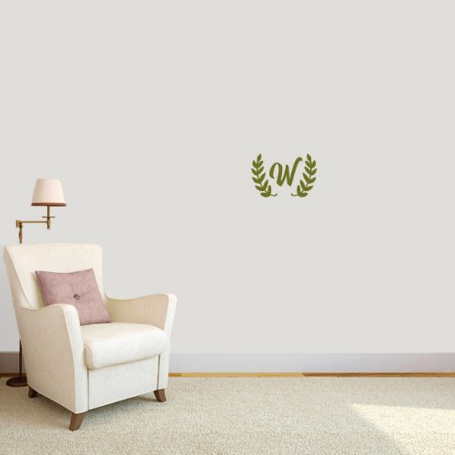 Pretty Olive Branch  Monogram Small Wall Decal