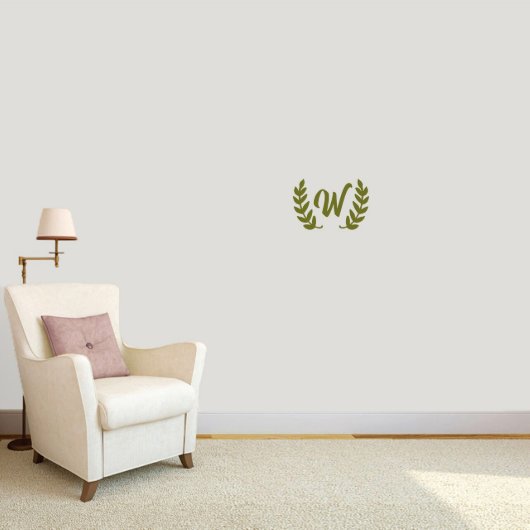 Pretty Olive Branch & Monogram Small Wall Decal (Front)